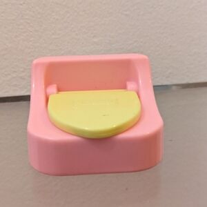 Vintage Playskool Doll House Baby Toddler Child Toilet Pink Yellow